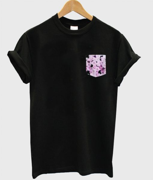 Black Floral Pocket T Shirt