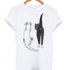 cat white and black T-shirt