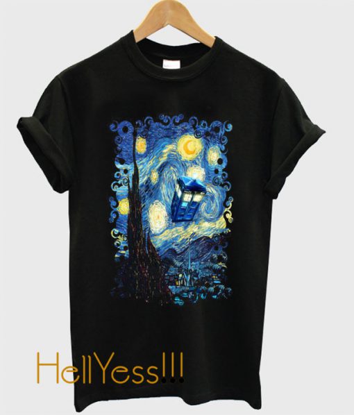 Blue Phone booth starry the night T-Shirt