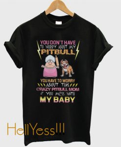 Cartoon Grandma Angry And Pitbull T-Shirt