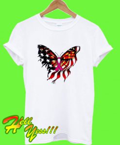 Butterfly American Flag T Shirt