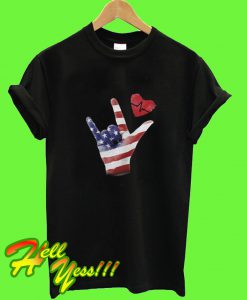 I Love American Sign Language Flag T Shirt