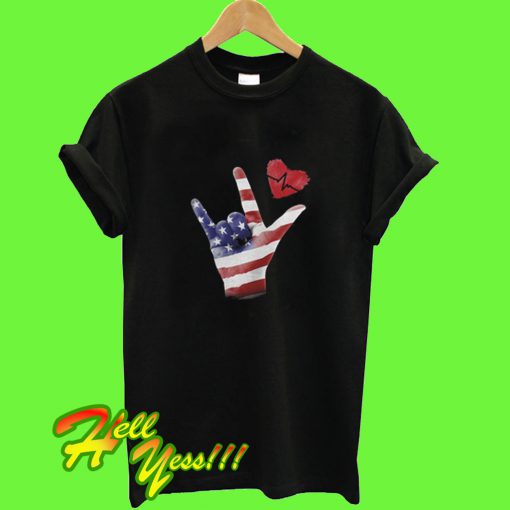 I Love American Sign Language Flag T Shirt