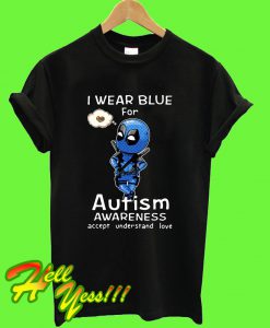 I Wear Blue For Autism Awareness Chibi Marvel Deadpool T Shirt