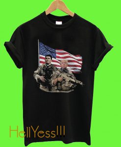 Ronald Reagan And Donald Trump USA Flag Presidential Soldiers T Shirt