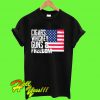 American Flag cigars whiskey guns and freedom T Shirt