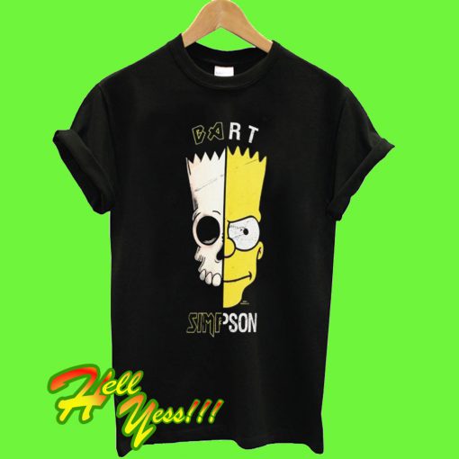 Bart Simpson Skull Print T Shirt