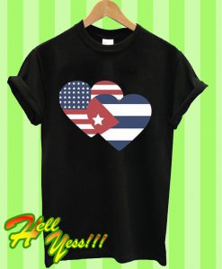 Cuba USA I Love Like Flag Heart Half T Shirt