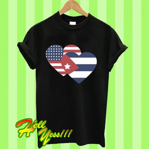 Cuba USA I Love Like Flag Heart Half T Shirt