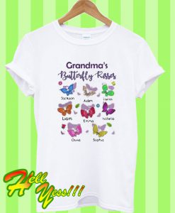 Grandma's butterfly kiss Jackson Aiden Lucas liam Emma Isabella Olivia and Sophia T Shirt