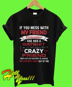 If you mess with my friend remember she has a Batshit crazy friend T Shirt