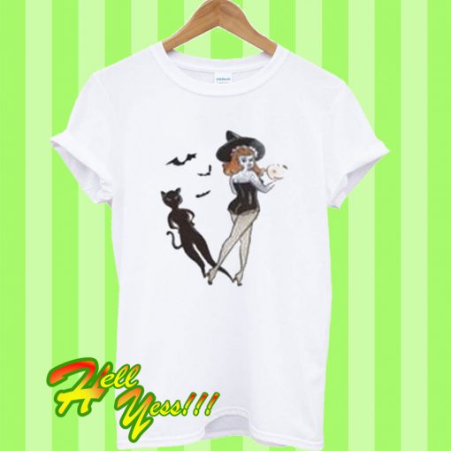 Vintage Redhead Pinup Witch T Shirt