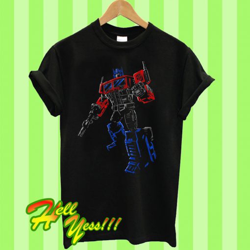 Brush Stroked Optimus Prime Transformers T Shirt