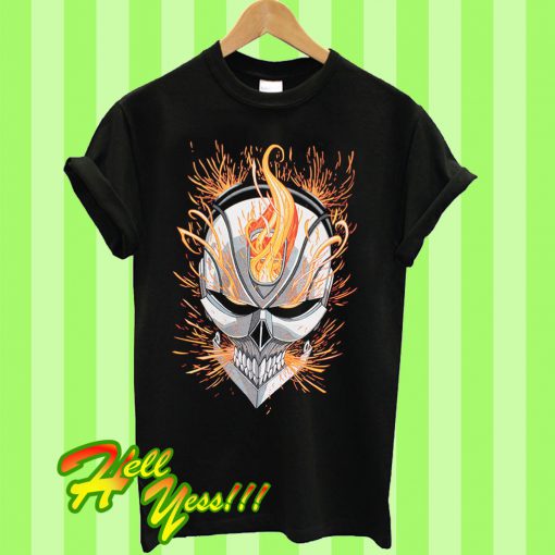 Ghost Rider Men's Black Flaming Skull T Shirt