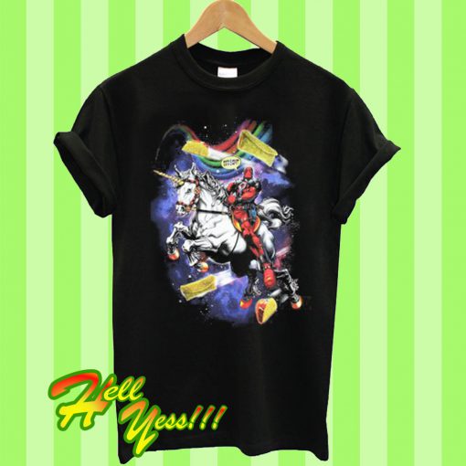 Marvel Comics Deadpool Riding Unicorn Maximum Effort Graphic T Shirt