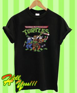 Michael Myers, Jason Voorhees, Freddy Krueger, Leatherface Tenenage mutant killer turtles T Shirt