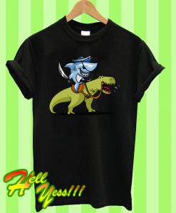 Shark Riding A T-Rex Dinosaur T Shirt