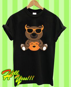 Cool Cute Halloween Bear Sunglasses and Pumpkin T Shirt