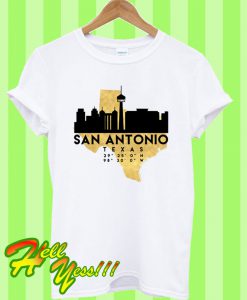 San Antonio Texas Skyline Map Art Kids T Shirt