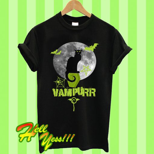 Halloween Scary Black Cat Vintage Horror Vampurr Gift T Shirt