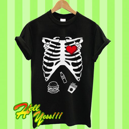 Spooky Skeleton Costume Junk Food T Shirt