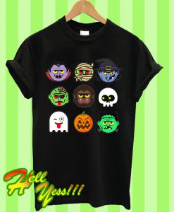 Monster Faces Halloween Emoji Shirt Skeleton Dracula Costume T Shirt