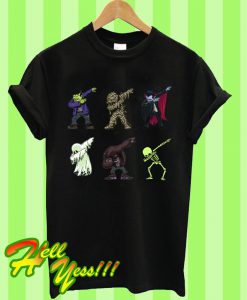 Dabbing Halloween Creatures Skeleton Zombie T Shirt