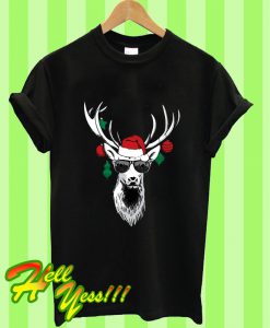 Cool Reindeer with Sunglasses Funny Christmas T Shirt