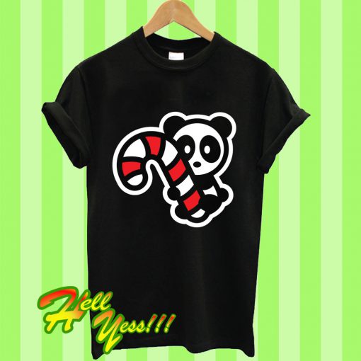 Panda Candy Cane Christmas Bambu Brand Holiday T Shirt