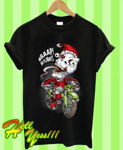 Christmas Skull Biker T Shirt