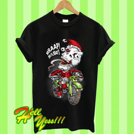 Christmas Skull Biker T Shirt