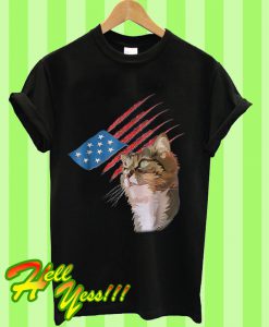 4th Of July Patriotic American Cat T Shirt