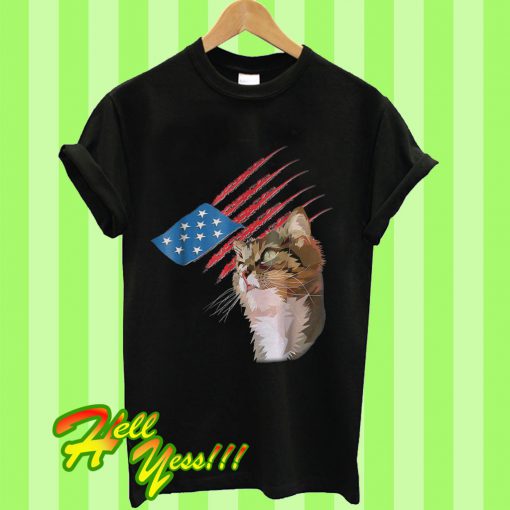 4th Of July Patriotic American Cat T Shirt