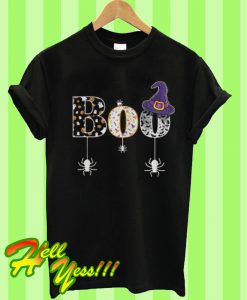 Boo Halloween With Spiders And Witch Hat T Shirt
