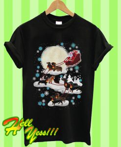 Christmas Santa Dachshund Sleigh T Shirt