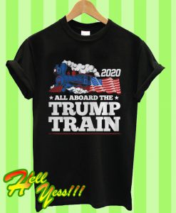All Board The Trump Train 2020 Patriotic U.S Flag T Shirt