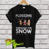 Santa Reindeer Gingerbread Flossing Through The Snow T Shirt