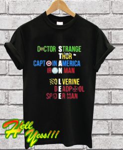 Doctor Strange Thor Captain America Iron Man Wolverine Deadpool SpiderMan T Shirt