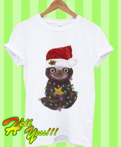 Sloth Santa Christmas Light T Shirt