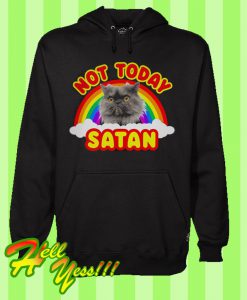 Not Today Satan Rainbow Cat Death Metal Hoodie