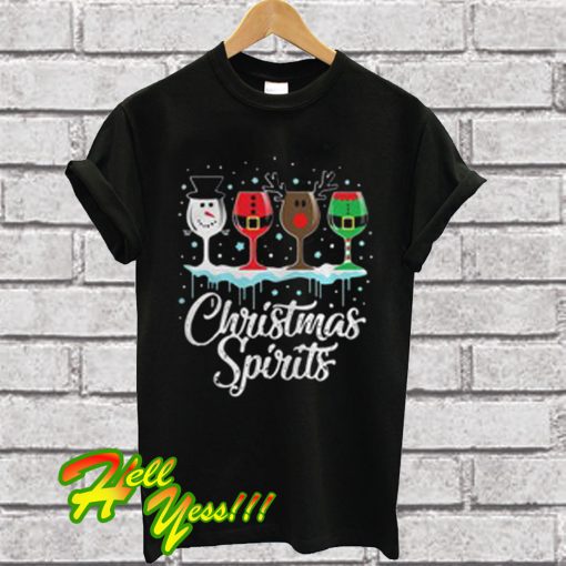 Glass Of Wine Christmas Spirits T Shirt