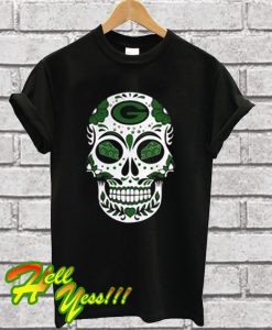 Green Bay Packers Sugar Skull With Cheese Eyes T Shirt