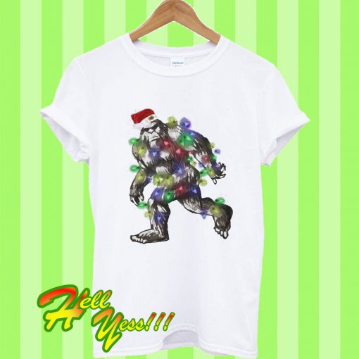 Bigfoot Santa Light Christmas T Shirt