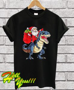 Santa Claus Riding T-Rex Dinosaur Christmas T Shirt