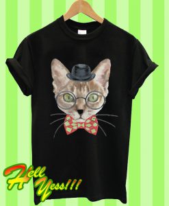 Geek Nerd Funny Cat Bow Tie T Shirt