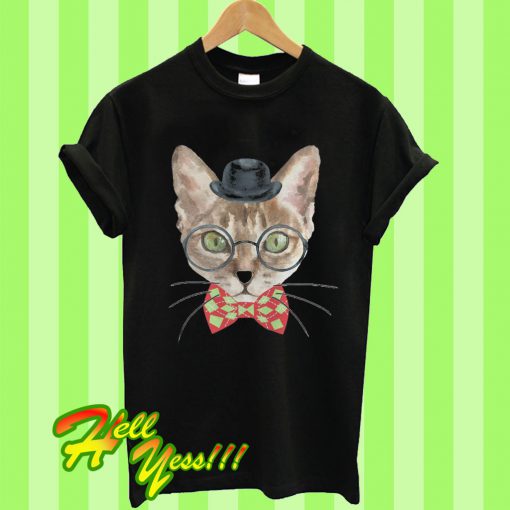 Geek Nerd Funny Cat Bow Tie T Shirt