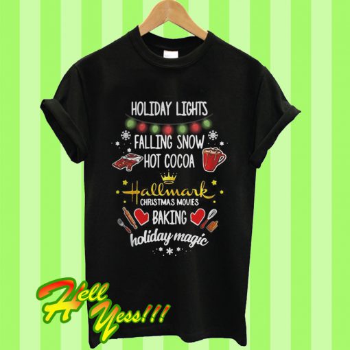 Holiday Lights Falling Snow Hot Cocoa Christmas Movies T Shirt