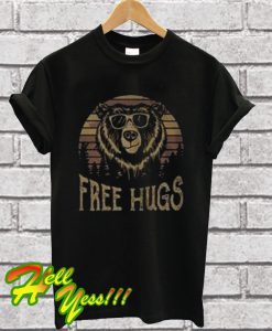 Retro Sunset Bear Free Hugs T Shirt