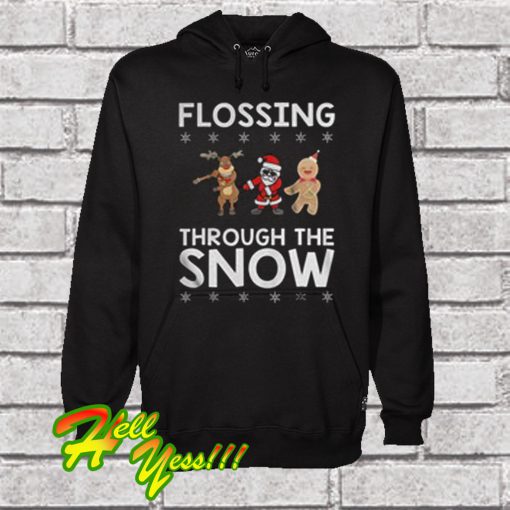 Santa Reindeer Gingerbread Flossing Through The Snow Hoodie