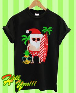 Santa ClausSurfing Hawaiian Christmas T Shirt